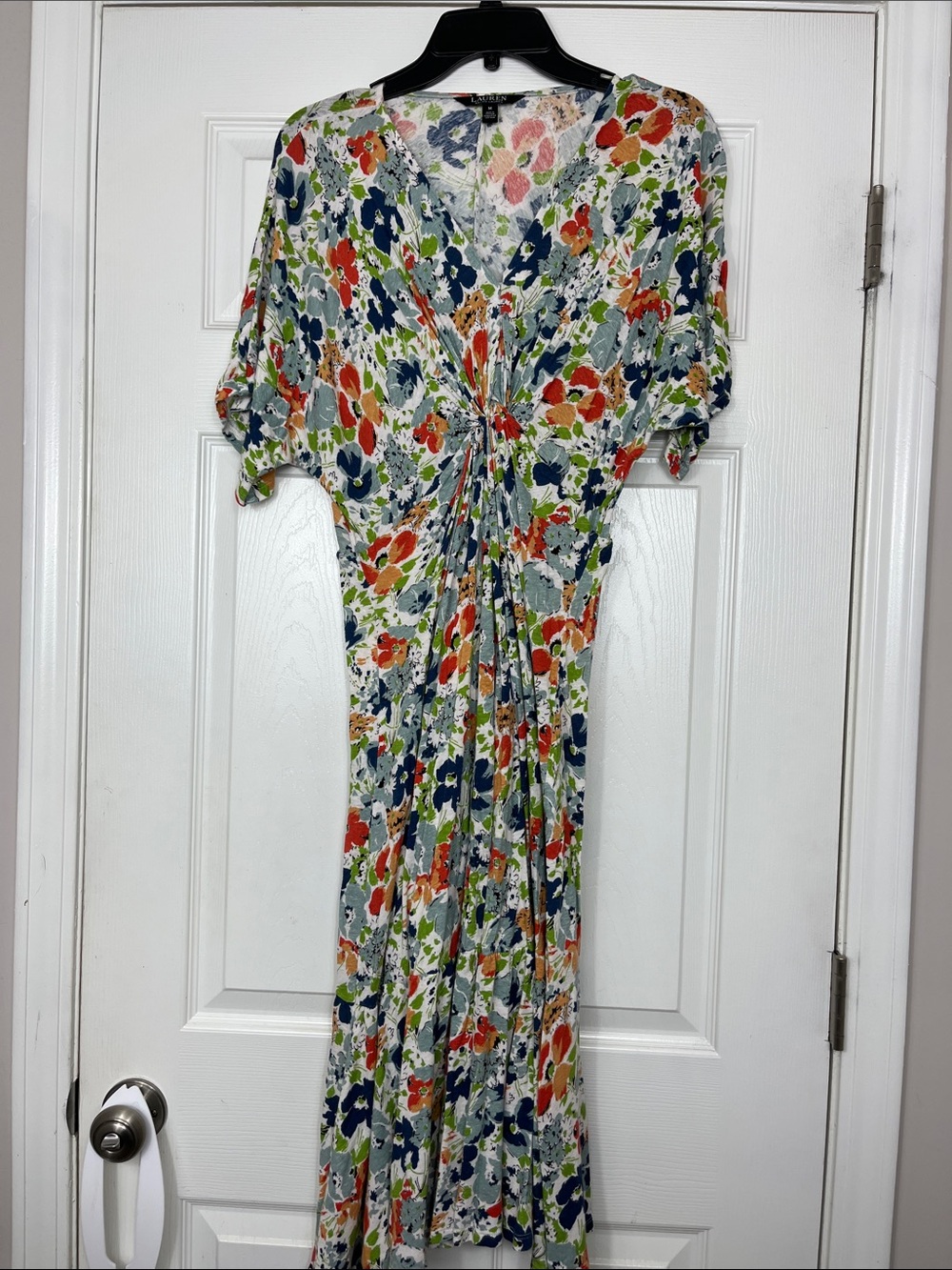 Ralph Lauren Floral Twist Front Maxi Dress Boho Cottagecore M